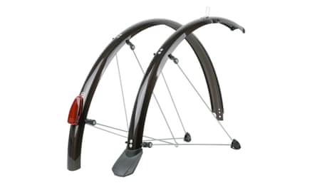 Black and chrome SKS Chromoplastic Full Length Mudguards