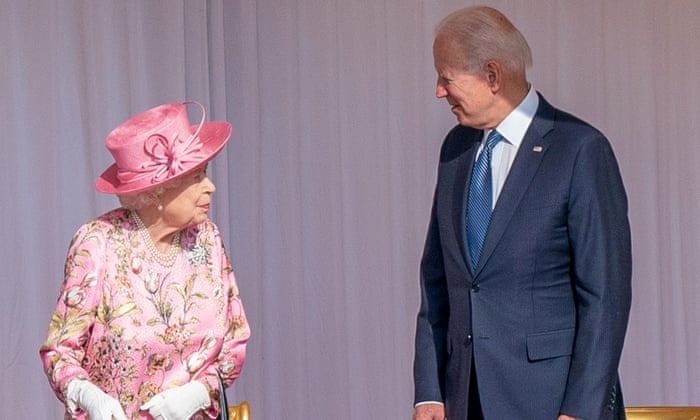 Joe Biden and Queen Elizabeth II at Windsor Castle in June 2021.