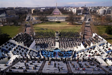 Guests and spectators attend the inauguration of Joe Biden.