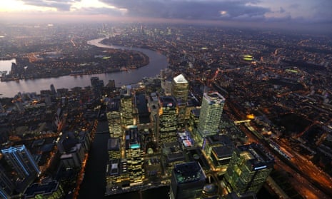 The Canary Wharf Business District And The City Of London