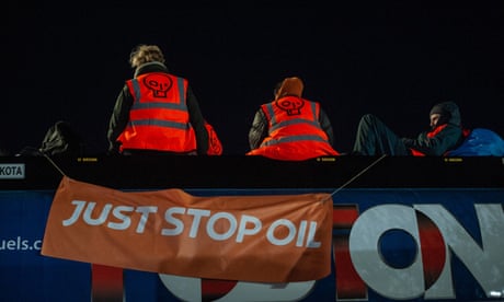 Activists from Just Stop Oil  board fuel haulage vehicles in Grays, Essex