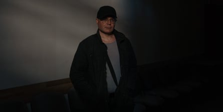 Serhii Khvostov in a damaged building of the Congress Centre in Sumy