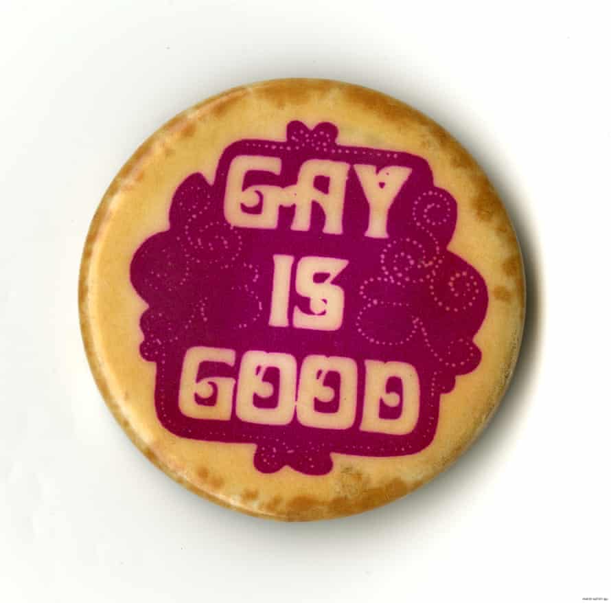 A ‘Gay is Good’ button from 1968 from the collection of Frank Kameny