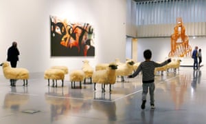 One of the writer’s children skipping past François-Xavier Lalanne’s flock of sheep at Malaga’s Centre Pompidou.