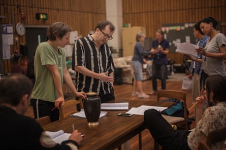 Emma D’Arcy with director Alexander Zeldin during rehearsals for The Other Place at the National Theatre.