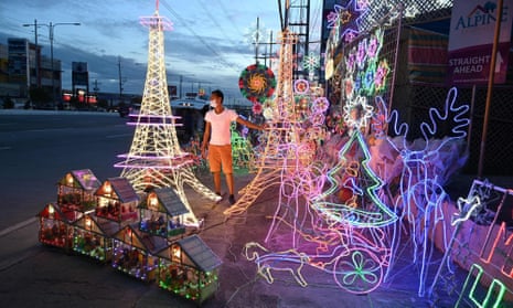 Lanterns and ornaments for sale during the festive season at a shop in San Fernando in the Philippines