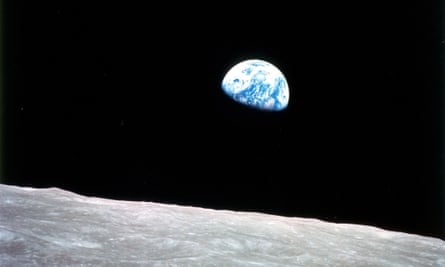 Earth rising from behind the moon, an image taken during the Apollo 8 mission.