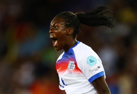 Michelle Agyemang celebrates scoring England’s second goal