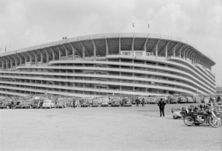 A general view outside of the Giuseppe Meazza - San Siro stadium in Milan, Italy during the 1950s.