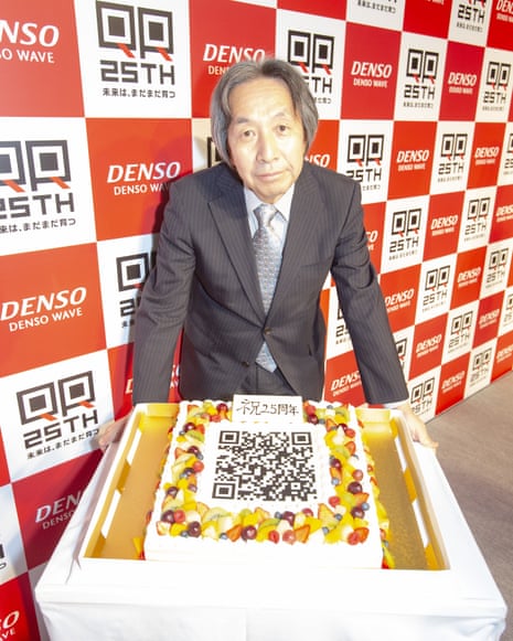 Masahiro Hara, the Japanese inventor of the QR code, celebrates the technology’s 25th birthday in August 2019.