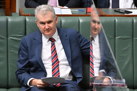 Australia’s employment minister Tony Burke during debate on the Labor’s workplace bill in parliament
