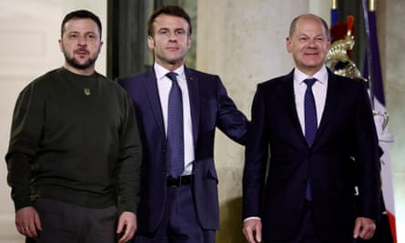 Zelenskiy met Macron and the German chancellor, Olaf Scholz, for a hastily organised working dinner at the Elysée.