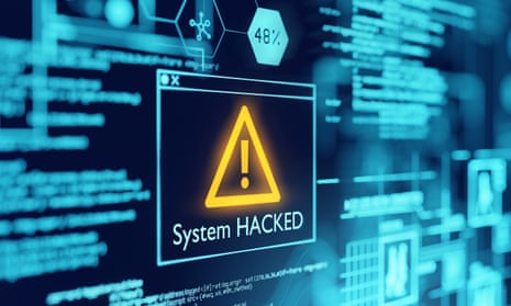 A computer system hacked warning
