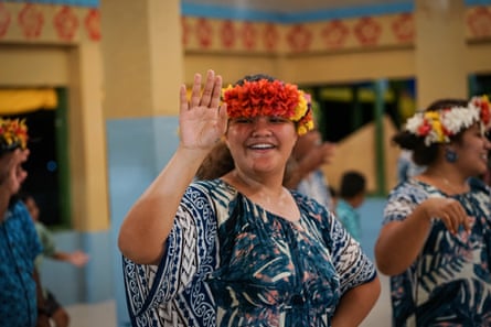 Locals take part in traditional dancing during church celebrations in Funafuti