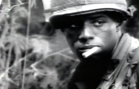 black and white photo of soldier looking to side