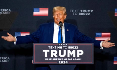 Trump in New Hampshire on Monday. Trump faces four federal charges related to his attempt to overturn his defeat by Joe Biden in 2020.