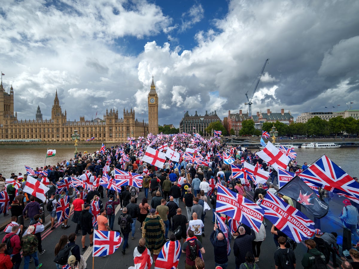Police search for 11 violent disorder suspects after 'unite the kingdom' march | Far right | The Guardian