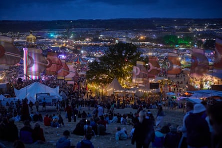 Glastonbury at night, from the Crow’s Nest.