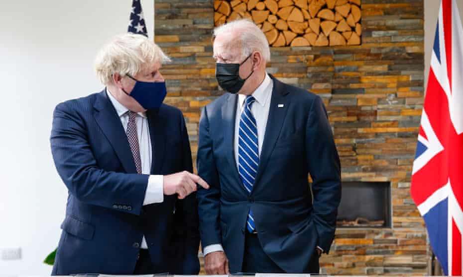 Joe Biden and Boris Johnson appear together for a photocall at the G7 summit in Cornwall