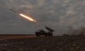 Ukrainian troops in the Kharkiv region fire a rocket towards Russian positions