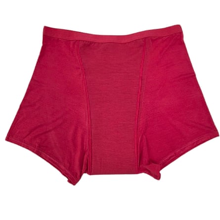 A pair of Cheeky Wipes Feeling Cosy bamboo period shorts in dark pink