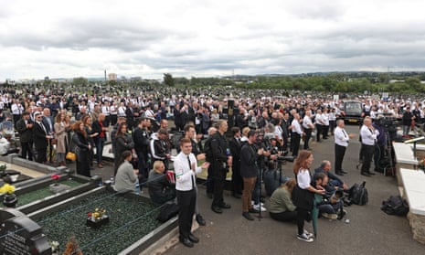 The crowd at the funeral of Bobby Storey last June