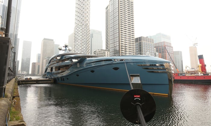 The superyacht Phi, owned by an unnamed Russian businessman has been detained in Canary Wharf in London as part of sanctions against Russia.