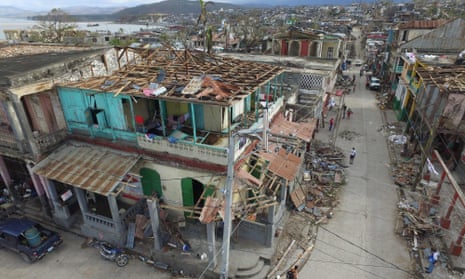 Buildings damaged by Hurricane Matthew in Jeremie, western Haiti.