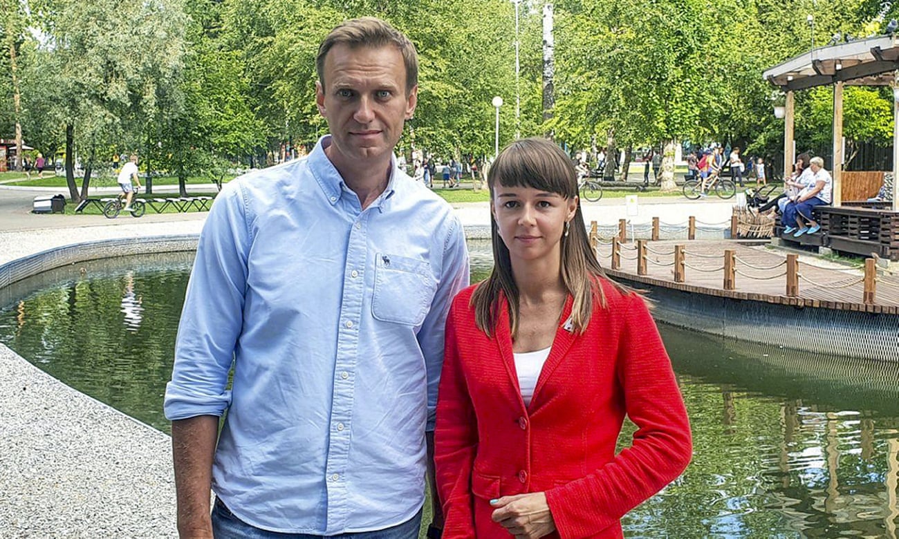 Alexei Navalny, left, with Ksenia Fadeyeva in Tomsk, Russia.