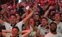 Fans at Boxpark Wembley watching England’s Euro 2024 semi-final against the Netherlands on Wednesday night.