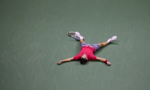Dominic Thiem celebrates winning the US Open.