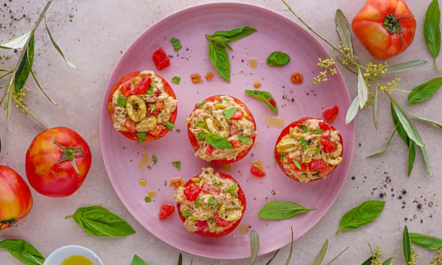 Alfresco favourites: tuna-stuffed tomatoes.