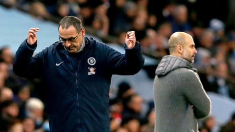 'I'm always at risk' of being sacked by Chelsea, says Sarri after humiliation at Man City – video