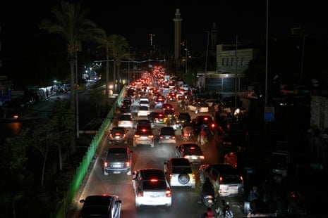 Cars sit in traffic as residents flee Israeli airstrikes in Dahieh, a southern suburb of Beirut, Lebanon