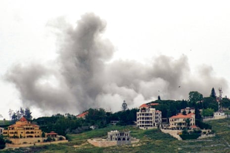Smoke rises following Israeli bombardment on the village of Zebdine in the Nabatieh district in southern Lebanon on 18 May 2026.