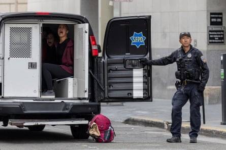 Police arrest pro-Palestinian protesters after they occupied the lobby of the building housing the Israeli consulate in San Francisco.