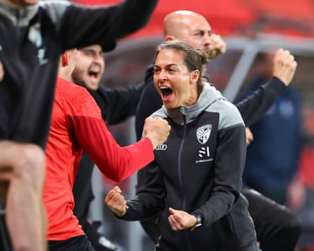 Sabrina Wittmann reacts as FC Ingolstadt face SV Waldhof Mannheim in Germany’s third tier