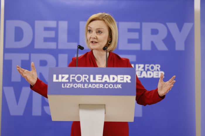 Liz Truss speaking at her campaign launch.