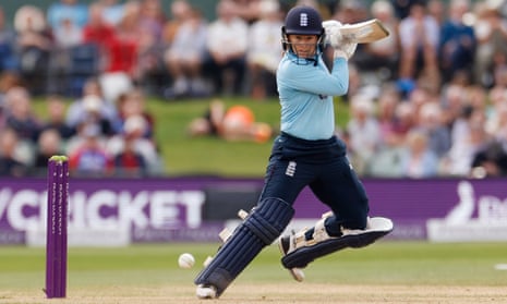 Tammy Beaumont strikes the ball on the way to her eighth ODI hundred in England’s comprehensive win against New Zealand.