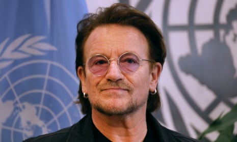 Message to people on the frontline … Bono, pictured at the UN in February.