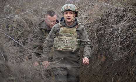 Ukrainian president Volodymyr Zelensky visits the eastern conflict zone.