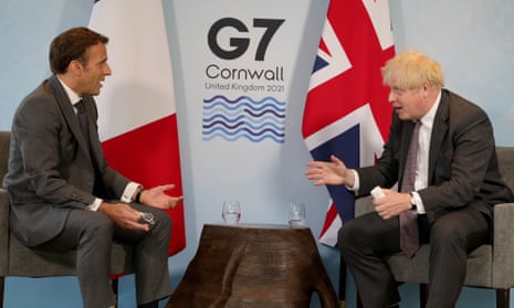 Emmanuel Macron (left) with Boris Johnson at the G7 Summit in Cornwall