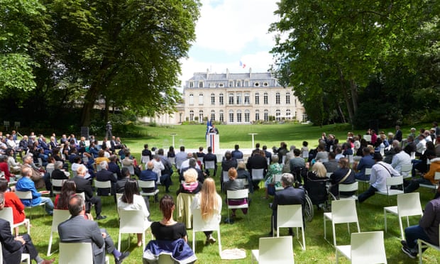President Macron addresses the citizens convention on climate at the Elysee palace on 29 June 2020