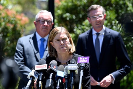 NSW Chief Health Officer Dr Kerry Chant (centre) speaks to the media during a press conference in Sydney, Wednesday, December 15, 2021.