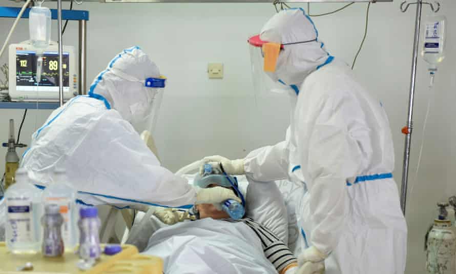 Medical workers treat a Covid-19 patient in Novi Pazar, Serbia.
