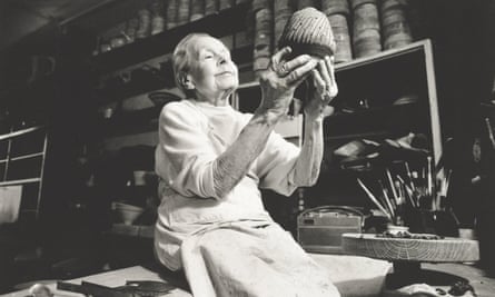 Ceramicist Lucie Rie in her studio at Albion Mews, London, in the 1990s.