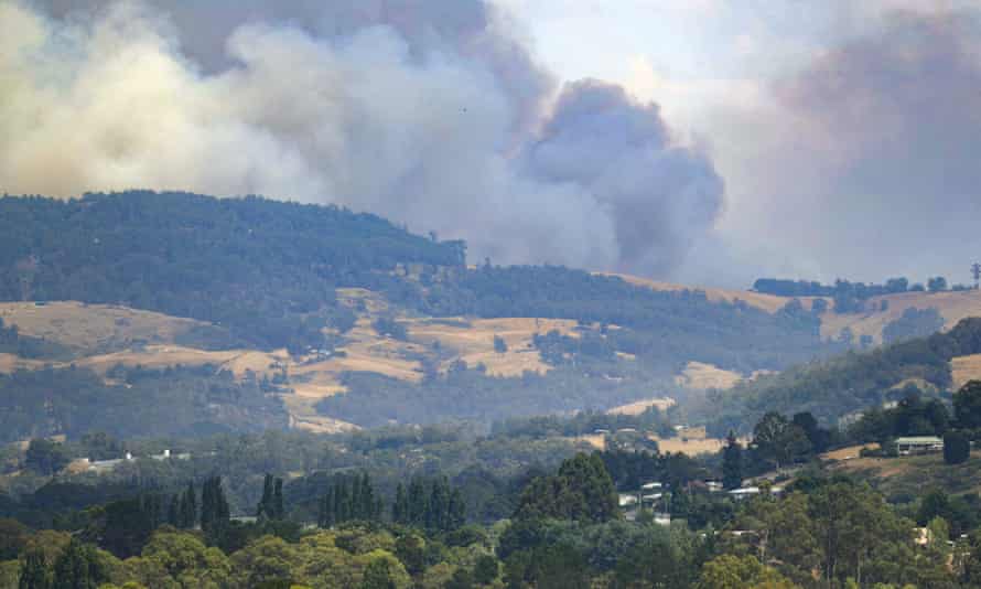 Smoke billows from a bushfire south of Huonville in southern Tasmania last week