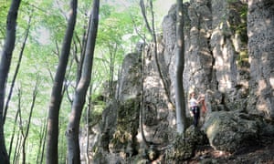 Maddy tackling the crags near Allersdorf.