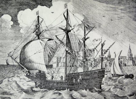 Sixteenth-century Portuguese or Spanish ship by Pieter Bruegel.