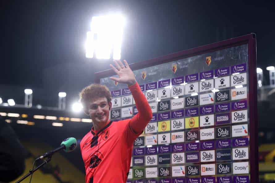Josh Sargent of Norwich City speaks to the media following the Premier League victory over Watford.